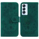 For Tecno Camon 18 Premier Butterfly Rose Embossed Leather Phone Case(Green) - 1