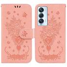 For Tecno Camon 18 Premier Butterfly Rose Embossed Leather Phone Case(Pink) - 1