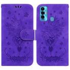 For Tecno Camon 18i Butterfly Rose Embossed Leather Phone Case(Purple) - 1