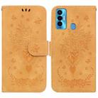 For Tecno Camon 18i Butterfly Rose Embossed Leather Phone Case(Yellow) - 1