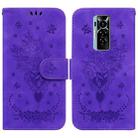 For Tecno Phantom X Butterfly Rose Embossed Leather Phone Case(Purple) - 1