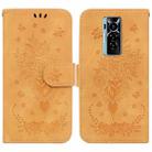 For Tecno Phantom X Butterfly Rose Embossed Leather Phone Case(Yellow) - 1