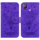 For Tecno Pop 4 Butterfly Rose Embossed Leather Phone Case(Purple) - 1