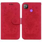 For Tecno Pop 4 Butterfly Rose Embossed Leather Phone Case(Red) - 1