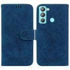 For Tecno Pop 5 Lite BD4 Butterfly Rose Embossed Leather Phone Case(Blue) - 1