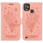 For Tecno Pop 5P Butterfly Rose Embossed Leather Phone Case(Pink) - 1