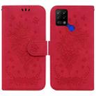 For Tecno Pova 4G Butterfly Rose Embossed Leather Phone Case(Red) - 1