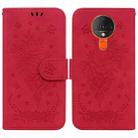 For Tecno Spark 6 Butterfly Rose Embossed Leather Phone Case(Red) - 1