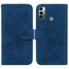 For Tecno Spark 7 Butterfly Rose Embossed Leather Phone Case(Blue) - 1