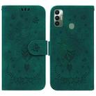 For Tecno Spark 7 Butterfly Rose Embossed Leather Phone Case(Green) - 1