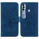 For Tecno Spark 7 Pro Butterfly Rose Embossed Leather Phone Case(Blue) - 1