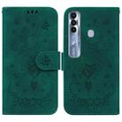 For Tecno Spark 7 Pro Butterfly Rose Embossed Leather Phone Case(Green) - 1