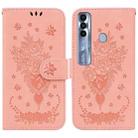 For Tecno Spark 7 Pro Butterfly Rose Embossed Leather Phone Case(Pink) - 1