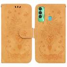 For Tecno Spark 7P Butterfly Rose Embossed Leather Phone Case(Yellow) - 1