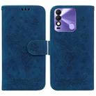 For Tecno Spark 8 / Spark 8T Butterfly Rose Embossed Leather Phone Case(Blue) - 1