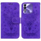 For Tecno Spark 8 / Spark 8T Butterfly Rose Embossed Leather Phone Case(Purple) - 1