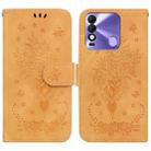 For Tecno Spark 8 / Spark 8T Butterfly Rose Embossed Leather Phone Case(Yellow) - 1