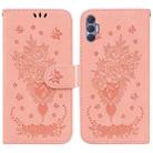 For Tecno Spark 8P Butterfly Rose Embossed Leather Phone Case(Pink) - 1