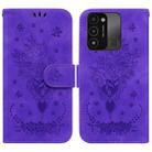 For Tecno Spark Go 2022 / Spark 8C Butterfly Rose Embossed Leather Phone Case(Purple) - 1
