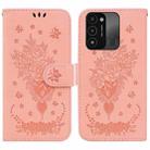 For Tecno Spark Go 2022 / Spark 8C Butterfly Rose Embossed Leather Phone Case(Pink) - 1