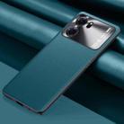 For OPPO K10 Plain Skin Leather Phone Case(Cyan) - 1