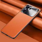 For OPPO K10 Plain Skin Leather Phone Case(Orange) - 1