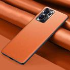 For OPPO Reno7 Plain Skin Leather Phone Case(Orange) - 1