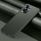 For OPPO Reno7 Plain Skin Leather Phone Case(Green) - 1