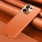 For OPPO Reno8 Plain Skin Leather Phone Case(Orange) - 1