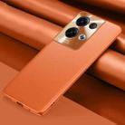 For OPPO Reno8 Pro+ Plain Skin Leather Phone Case(Orange) - 1