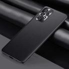 For Samsung Galaxy A73 Plain Skin Leather Phone Case(Black) - 1