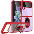 For Samsung Galaxy Z Flip4 5G Transparent TPU + Acrylic Ring Holder Phone Case(Red) - 1