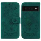 For Google Pixel 6 Pro Butterfly Rose Embossed Leather Phone Case(Green) - 1