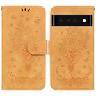 For Google Pixel 6 Pro Butterfly Rose Embossed Leather Phone Case(Yellow) - 1