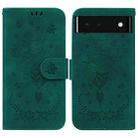 For Google Pixel 6 Butterfly Rose Embossed Leather Phone Case(Green) - 1