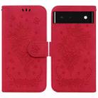 For Google Pixel 6 Butterfly Rose Embossed Leather Phone Case(Red) - 1