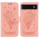 For Google Pixel 6 Butterfly Rose Embossed Leather Phone Case(Pink) - 1