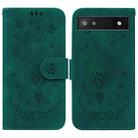 For Google Pixel 6a Butterfly Rose Embossed Leather Phone Case(Green) - 1