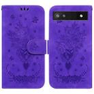 For Google Pixel 6a Butterfly Rose Embossed Leather Phone Case(Purple) - 1