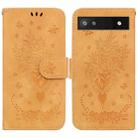 For Google Pixel 6a Butterfly Rose Embossed Leather Phone Case(Yellow) - 1