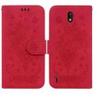 For Nokia 1.3 Butterfly Rose Embossed Leather Phone Case(Red) - 1
