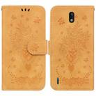 For Nokia 1.3 Butterfly Rose Embossed Leather Phone Case(Yellow) - 1