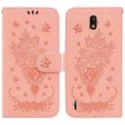 For Nokia 1.3 Butterfly Rose Embossed Leather Phone Case(Pink) - 1