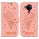 For Nokia 5.4 Butterfly Rose Embossed Leather Phone Case(Pink) - 1