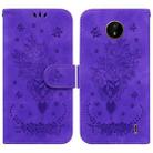 For Nokia C20 / C10 Butterfly Rose Embossed Leather Phone Case(Purple) - 1