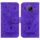 For Nokia G300 Butterfly Rose Embossed Leather Phone Case(Purple) - 1