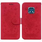 For Nokia XR20 Butterfly Rose Embossed Leather Phone Case(Red) - 1