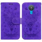 For Nokia 1.4 Butterfly Rose Embossed Leather Phone Case(Purple) - 1