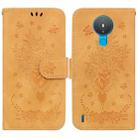 For Nokia 1.4 Butterfly Rose Embossed Leather Phone Case(Yellow) - 1