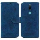 For Nokia 2.4 Butterfly Rose Embossed Leather Phone Case(Blue) - 1